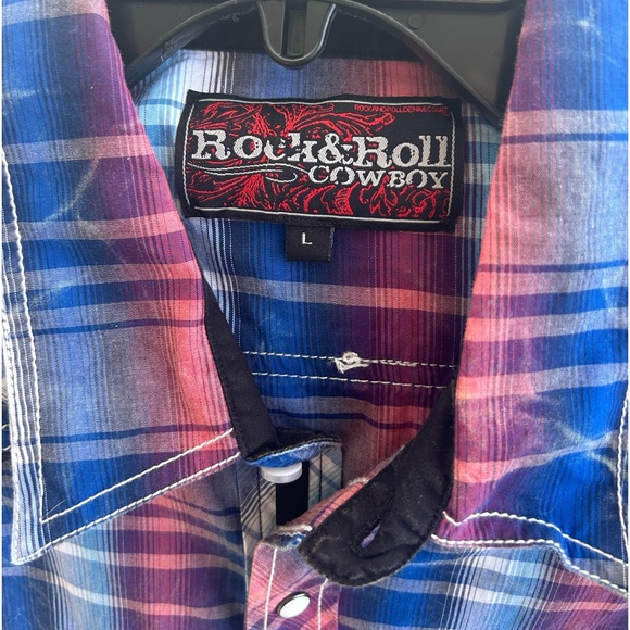 Rock and Roll Denim - Western Slim Fit Plaid Long Sleeve Snap Shirt - Picture 2 of 8